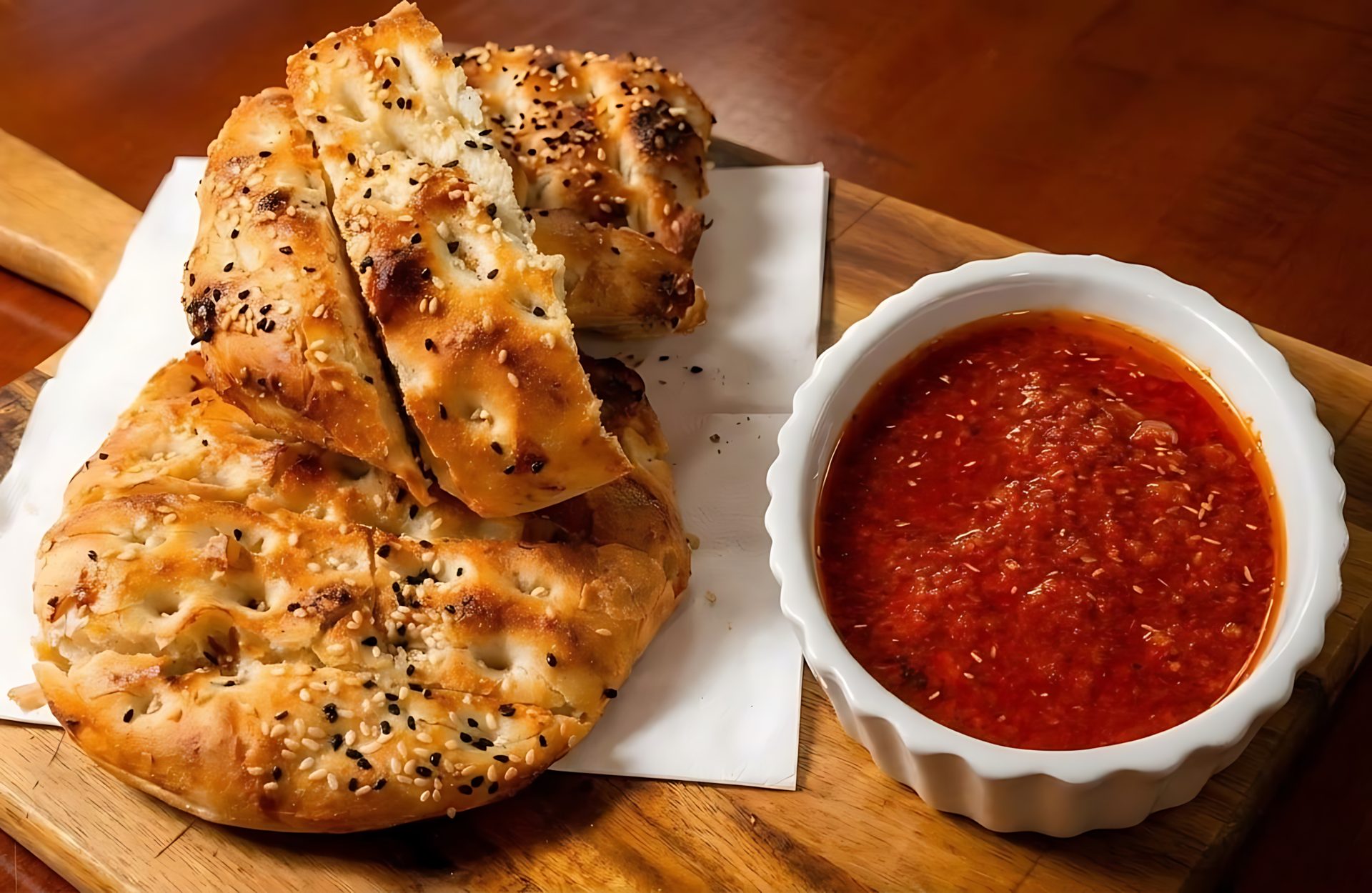 House-Made Bread, Hummus, and Baklava